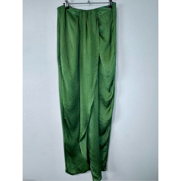 Nordstrom Rack Favlux Green Faux Wrap Shimmer Maxi Skirt Size Large - Picture 10 of 16